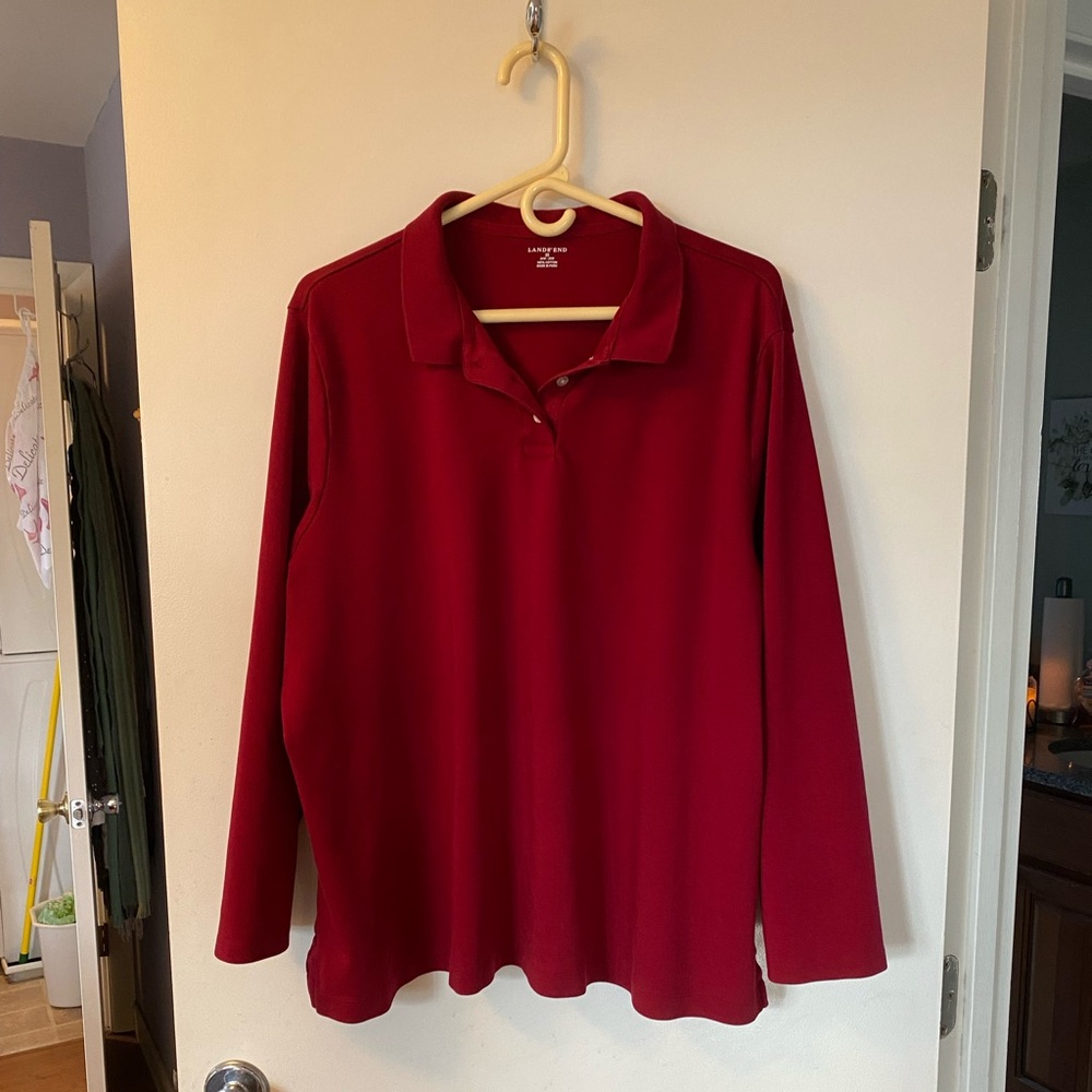 Bundle of 4 Lands End long sleeve polo shirts